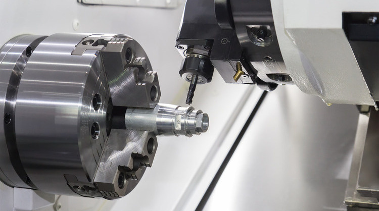 steel metal cutting machine process by cnc lathe in workshop
