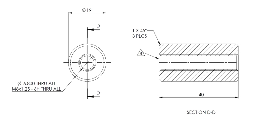 how to add threads to a machining drawing