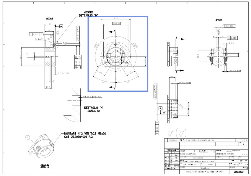 machining drawing detailed views